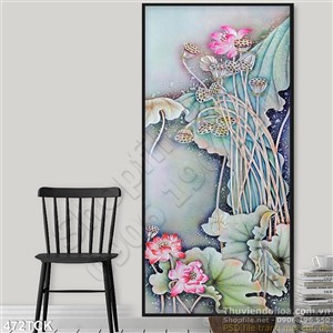 Tranh hoa sen, cá chép giả ngọc phong thủy Tranh hoa sen, cá chép giả ngọc phong thủy