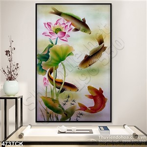 Tranh hoa sen, cá chép phong thủy Tranh hoa sen, cá chép phong thủy