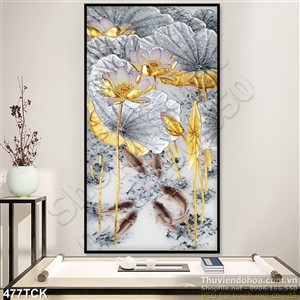 Tranh hoa sen, cá chép kim tiền Tranh hoa sen, cá chép kim tiền