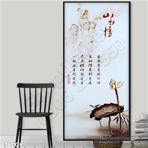 Tranh hoa sen, cá chép thuư pháp phong thủy Tranh hoa sen, cá chép thuư pháp phong thủy