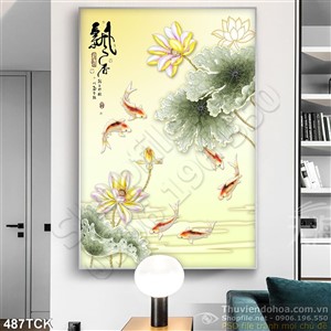 Tranh hoa sen, cá chép thư pháp nghệ thuật Tranh hoa sen, cá chép thư pháp nghệ thuật