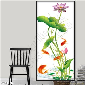 Tranh hoa sen, cá chép in gạch Tranh hoa sen, cá chép in gạch