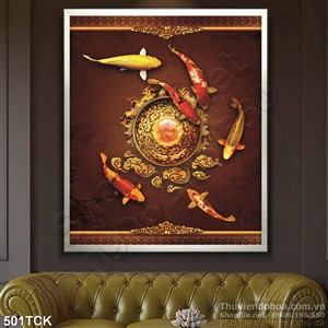 Tranh hoa sen, cá chép kim tiền nghệ thuật Tranh hoa sen, cá chép kim tiền nghệ thuật