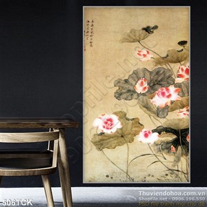 Tranh hoa sen, cá chép thư pháp Tranh hoa sen, cá chép thư pháp