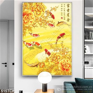 Tranh hoa sen, cá chép quần tụ trang trí tết Tranh hoa sen, cá chép quần tụ trang trí tết