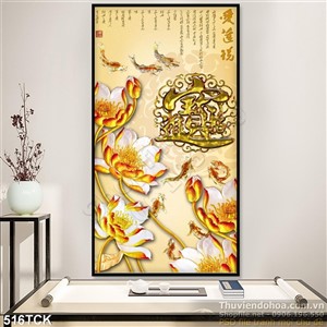 Tranh hoa sen, cá chép kim tiền Tranh hoa sen, cá chép kim tiền