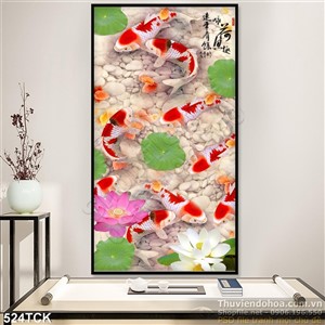 Tranh hoa sen, cá chép phong thủy đẹp Tranh hoa sen, cá chép phong thủy đẹp