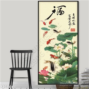 Tranh hoa sen, cá chép thư pháp nghệ thuật Tranh hoa sen, cá chép thư pháp nghệ thuật