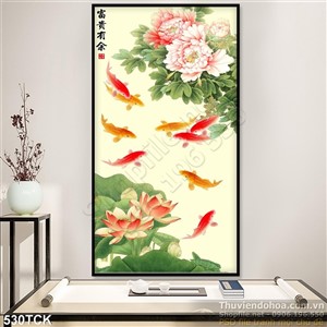 Tranh hoa sen, cá chép phong thủy treo tường Tranh hoa sen, cá chép phong thủy treo tường