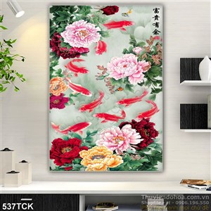 Tranh hoa sen, cá chép thư pháp Tranh hoa sen, cá chép thư pháp