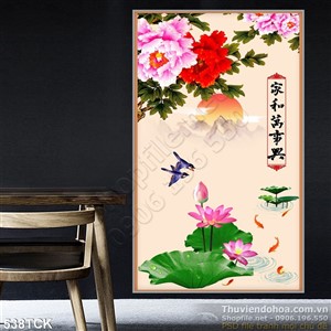 Tranh hoa sen, cá chép nghệ thuật Tranh hoa sen, cá chép nghệ thuật