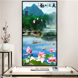 Tranh hoa sen thư pháp treo tường Tranh hoa sen thư pháp treo tường