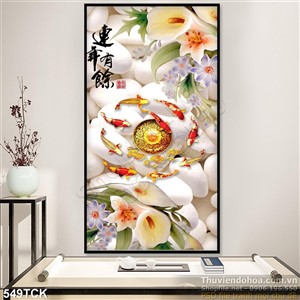 Tranh hoa sen, cá chép quần tụ nghệ thuật Tranh hoa sen, cá chép quần tụ nghệ thuật