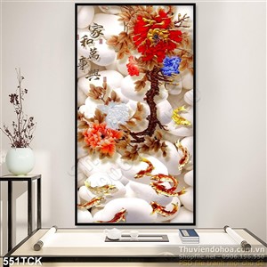 Tranh hoa sen, cá chép in gạch nghệ thuật Tranh hoa sen, cá chép in gạch nghệ thuật