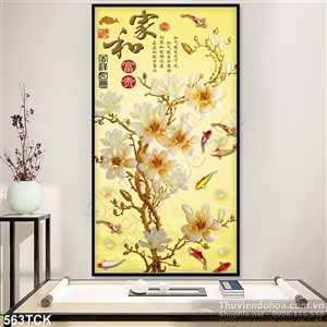 Tranh hoa sen, cá chép kim tiền phong thủy Tranh hoa sen, cá chép kim tiền phong thủy