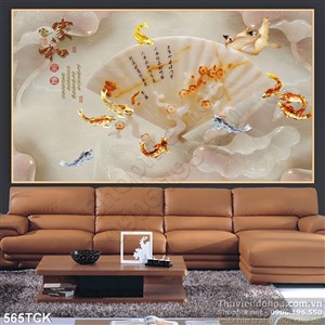 Tranh hoa sen, cá chép thư pháp giả ngọc Tranh hoa sen, cá chép thư pháp giả ngọc