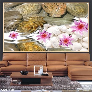 Tranh hoa sen, cá chép in gạch nghệ thuật Tranh hoa sen, cá chép in gạch nghệ thuật