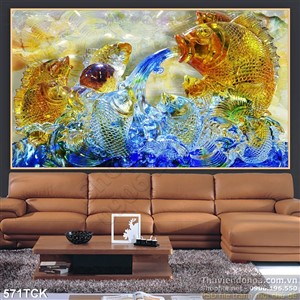 Tranh cá chép giả ngọc 3d mạ vàng Tranh cá chép giả ngọc 3d mạ vàng