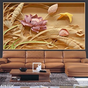 Tranh hoa sen phù điêu ấn tượng 3d Tranh hoa sen phù điêu ấn tượng 3d