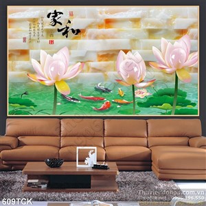 Tranh giả ngọc hoa sen in psd Tranh giả ngọc hoa sen in psd