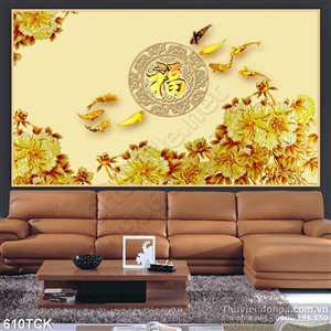 Tranh cá chép và đám hoa sen màu nghệ thuật in file psd Tranh cá chép và đám hoa sen màu nghệ thuật in file psd