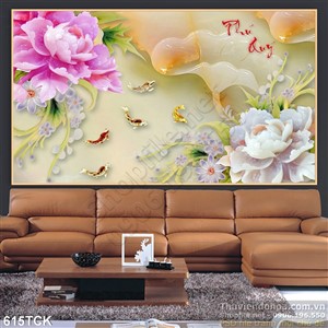 Tranh hoa mẫu đơn giả ngọc 3d Tranh hoa mẫu đơn giả ngọc 3d