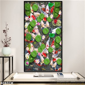 Tranh cá chép và những lá sen đẹp 3d Tranh cá chép và những lá sen đẹp 3d