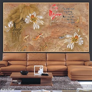 Tranh cá chép cội nguồn đẹp in decor Tranh cá chép cội nguồn đẹp in decor