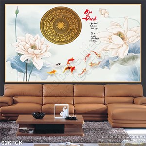 Tranh cá chép gia đinh và trống đồng việt nam in 3d Tranh cá chép gia đinh và trống đồng việt nam in 3d