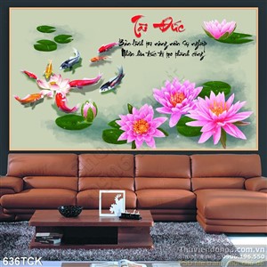 Tranh cá chép tài đức và đóa hoa sen wall Tranh cá chép tài đức và đóa hoa sen wall