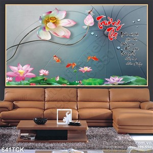 Tranh hoa sen trường thọ ý nghĩa in uv Tranh hoa sen trường thọ ý nghĩa in uv