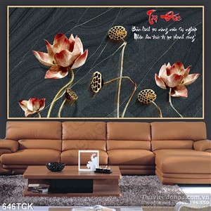 Tranh 3d hoa sen tài đức vẹn toàn Tranh 3d hoa sen tài đức vẹn toàn