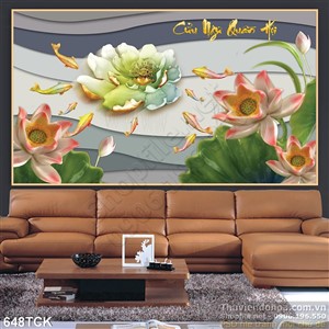 Tranh cá chép cửu ngư quần hội giả ngọc đẹp Tranh cá chép cửu ngư quần hội giả ngọc đẹp