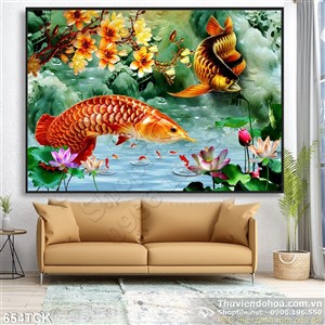 Tranh cá rồng in uv phú quý cho gia chủ 3d Tranh cá rồng in uv phú quý cho gia chủ 3d