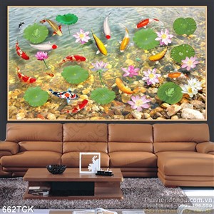 Tranh cá chép tung tăng bơi lội decor in uv Tranh cá chép tung tăng bơi lội decor in uv