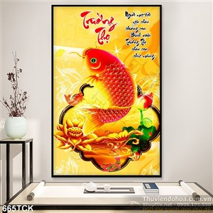 Tranh cá chép vàng trường thọ in uv Tranh cá chép vàng trường thọ in uv