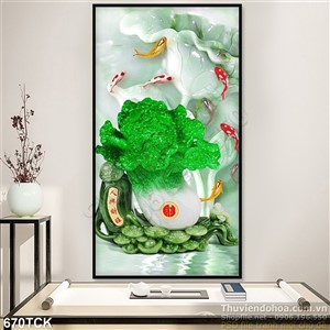 Tranh cá chép và củ cải giả ngọc phong thủy 3d đẹp Tranh cá chép và củ cải giả ngọc phong thủy 3d đẹp