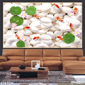 Tranh cá vàng  và sỏi trắng đẹp Tranh cá vàng  và sỏi trắng đẹp