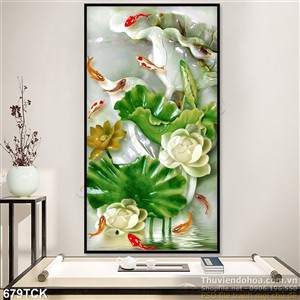 Tranh cá chép 3d giả ngọc đẹp in uv Tranh cá chép 3d giả ngọc đẹp in uv