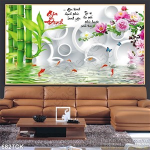 Tranh cá chép gia đình wall psd Tranh cá chép gia đình wall psd