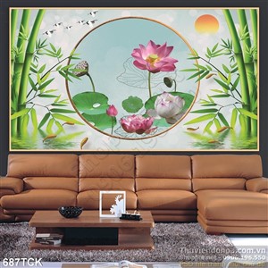 Tranh hoa sen phong thủy đẹp 3d Tranh hoa sen phong thủy đẹp 3d