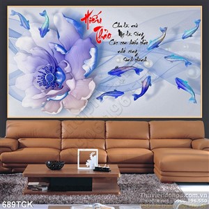 Tranh cá chép hiếu thảo in uv Tranh cá chép hiếu thảo in uv