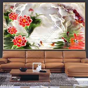 Tranh cá chép giả ngọc dưới nước wall 3d Tranh cá chép giả ngọc dưới nước wall 3d