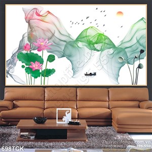 Tranh sơn dầu hoa sen 3d in uv file chất lượng cao Tranh sơn dầu hoa sen 3d in uv file chất lượng cao