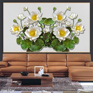 Tranh hoa sen trắng giả ngọc wall Tranh hoa sen trắng giả ngọc wall