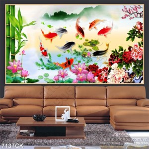 Tranh decor wall phong phú cá chép Tranh decor wall phong phú cá chép