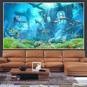 Tranh Đại Dương, cá heo 3D trang trí