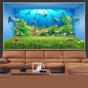 Tranh Đại Dương, cá heo 3D trang trí phòng khách