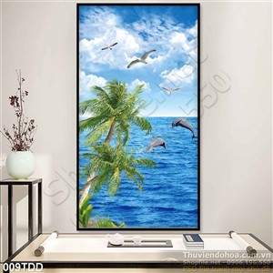 Tranh Đại Dương, cá heo 3D trang trí phòng khách