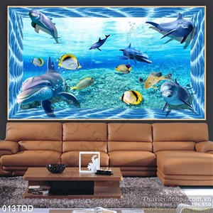Tranh Đại Dương, cá heo 3D trang trí